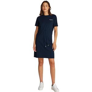 Tommy Hilfiger Katoenen T-shirtjurk met ronde hals voor dames, Donkere Nacht Navy, XL