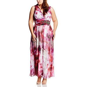 Little Mistress Curvy Vrouwen wazig bloemenprint verfraaid mouwloze jurk