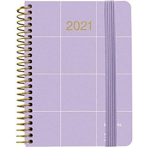 Grafoplás 70343503 jaarplanner met spiraalbinding, A6, weekoverzicht, lavendel, Uniqual Grid, stevige omslag, zacht oppervlak