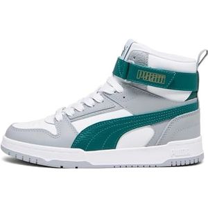 PUMA rbd game jr Sneaker uniseks-kind, PUMA WHITE-MALACHITE-COOL MID GRAY-GOLD, 35.5 EU