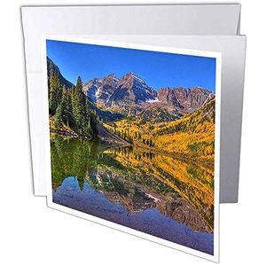 3dRose gc_26258_2 wenskaart ""kastanje-lat Peaks in the elch Mountains Reflected on Aspen Lake"" (15 x 15 cm), 12 stuks