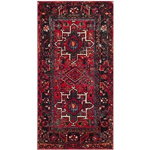 Safavieh Vintage Hamadan VTH211 tapijt voor binnen, rechthoekig, gevlochten, Perzische collectie, rood/meerkleurig, 79 x 152 cm