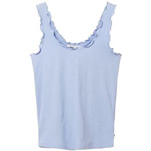 TOM TAILOR Denim Basic top met ruches voor dames, 12819 - Parisienne Blue, L