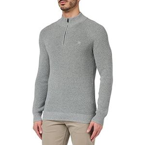 Hackett London Men's Mouline HZIP Pullover Sweater, grijs/wit, M