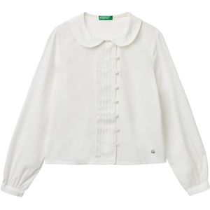United Colors of Benetton Shirt voor meisjes en meisjes, Wit, 160