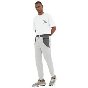 Trendyol Mannelijke normale taille elastische manchet slanke joggingbroek, Grijs, XXL