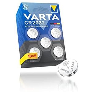 VARTA Batterijen Knoopcellen CR2032, verpakking van 50, Power on Demand, Lithium, 3V, kindveilige verpakking, voor Smart Home apparaten, autosleutels en andere toepassingen [Exclusief bij Amazon]