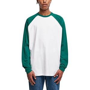 Urban Classics Heren Organic Oversized Raglan Longsleeve T-Shirt, Wit/Groen, XL