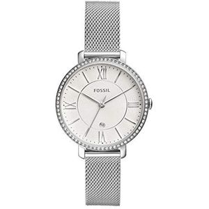 Fossil Jacqueline horloge voor dames, Quartz uurwerk met roestvrij staal en leren band, Zilver en wit