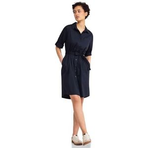 Street One Dames katoenen shirt jurk, blauw (deep blue), 44
