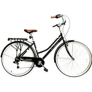 Versiliana Vintage fietsen - City Bike - Resistene - praktijk - comfortabel - perfect voor stadsmovers (zwart/wit, dames 71 cm)