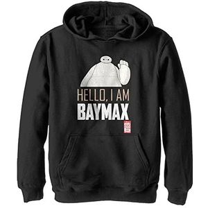 Disney Big Hero Six Series Hello Baymax Boy's hooded pullover fleece, zwart, small, Schwarz, S