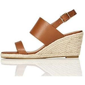 Amazon-merk - vinden. Wedge Twee Deel, Vrouwen Espadrille Wedge Sandaal,Braun bleke bruin,8 UK