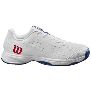 Wilson Rush Pro tennisschoen voor kinderen, uniseks, Wit Deja Vu Blauw Wilson Rood, 2 UK