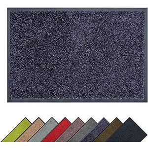 Hoogwaardige stofmat - deurmat binnen - wasbaar op 30° C - antislip loper - tapijt keuken - gang - blauwgrijs 60x180 cm