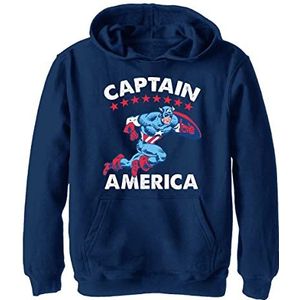 Marvel Captain Americana Hoodie voor kinderen, uniseks, Marineblauw Heather, L