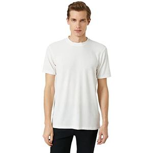 Koton Heren Basic T-shirt Crew Neck Short Sleeve Slim Fit, ecru (010), XXL