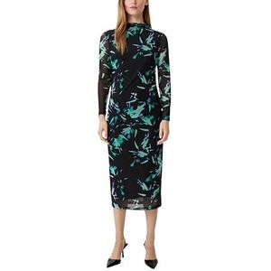 Cocktailjurk - Gedrapeerd - All-over Patroon - 3/4 Lengte - Lange Mouw