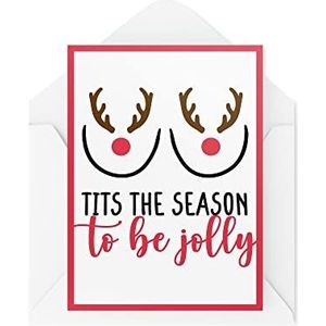 Grappige kerstkaarten | T*ts The Season To Be Jolly Card | Voor hem haar onbeleefde brutale borsten borsten vriendin vriend papa banter | CBH766