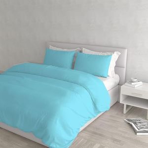 Italian Bed Linen Elegant dekbedovertrek, lichtblauw, voor tweepersoonsbed