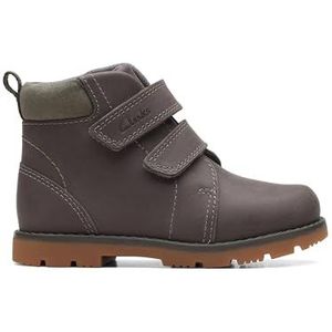 Clarks Heath Strap T Combat Boot voor jongens, grijs, 22.5 EU