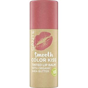 Sante Naturkosmetik Smooth Color Kiss Getinte lippenbalsem met biologische sheaboter hydrateert delicate fruitige geur, 01 Soft Coral, 8,5 g
