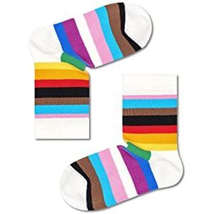 Happy Socks Pride Stripe, Kleurrijke en Leuke, Sokken voor kinderen, Wit-Rood-Groente-Geel (4-6Y)