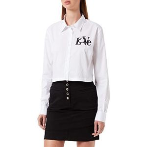Love Moschino Dames Cropped Fit with Rubber Love Print. Shirt