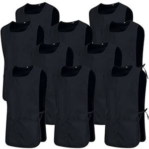 MISEMIYA - Verpakking van 10 stuks - reinigingsschort, laboratoriumuniform, kliniek, medische reiniging 10-3301, Zwart 68, L