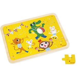 Janod Houten puzzel 24 stukjes voor kinderen vanaf 4 jaar - model inclusief spel van de 5 fouten op het bord - Ontwikkel de concentratie en observatie - product FSC-J07125, kleur geel, J07125