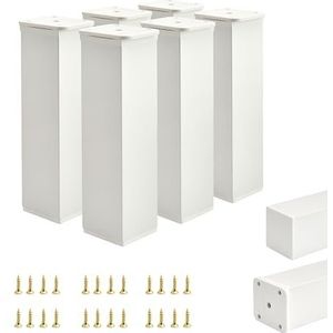 Alusfera Meubelpoten - in hoogte verstelbaar - meubelpoten verstelbaar - meubelvoet - kast poten - meubelpoten 6 stuks 40x40mm - metalen poten voor meubels 150mm - meubelaccessoires - wit