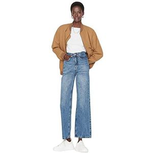 Trendyol Dames 90's wijde pijpen jeans, blauw, 36, Blauw, 62