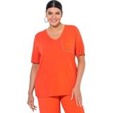Ulla Popken - Shirt - Oranje - V-hals - Kwartmouw - Normale Pasvorm