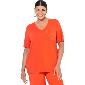 Ulla Popken - Shirt - Oranje - V-hals - Kwartmouw - Normale Pasvorm