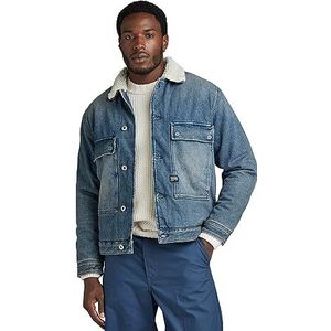 G-STAR RAW Heren Utility Flap Pocket Sherpa Denim Jacket, Blauw (D23595-D436-G129 antiek faded blue agave), XS