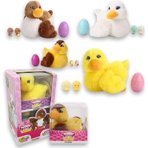 Sbabam Funny Box Mammy Surprise Duck, speelgoed voor kinderen uit de krantenkiosk, pluche eend met ei-eenden, 2 stuks, zachte poppen met mini-puppy's - ideaal cadeau-idee voor meisjes