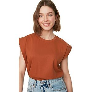 Trendyol Dames Cinnamon mouwloos basic gebreid T-shirt, extra large