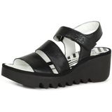 Sandalen - Effen - Glad Leer - Velcro Sluiting - Middelhoge Hak