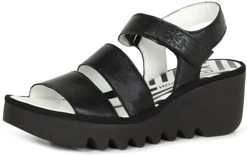 Sandalen - Effen - Glad Leer - Velcro Sluiting - Middelhoge Hak