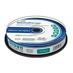 MediaRange DVD+R Double Layer 8.5Gb|240min 8-voudige schrijfsnelheid, volledig bedrukbaar, 10-delige Cakebox