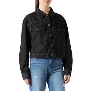 Urban Classics Dames Dames Korte Oversized Denim Jacket Jas, Black Stone Washed., L