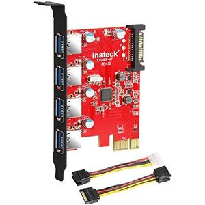Inateck - PCIe USB 3.0 Kaart - 4 Poorten - Zwart - Materiaal: PCB