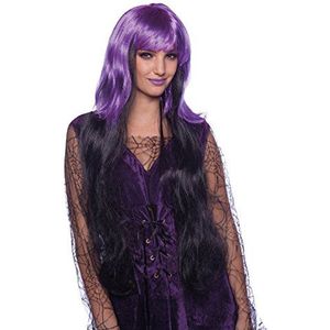 Heksenpruik voor Halloween, paars, zwart