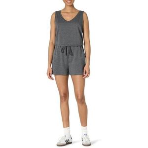 Amazon Essentials Women's Studio romper van fleece-badstof, Houtskoolzwart, L