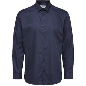 SELECTED HOMME BLACK Heren Slhslimethan Shirt Ls Classic B Noos Shirt, peacoat, XL