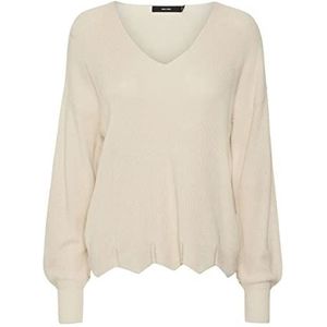 VERO MODA Vmnewlexsun Scallop Ls V-hals Pull Ga Pullover voor dames, berk, S