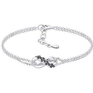 Elli PREMIUM armband dames Infinity symbool met diamant (0,26 ct.) in 925 sterling zilver, 160, Sterling zilver, Diamant