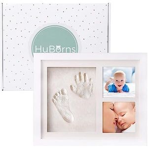 HuBorns - Newborn Baby Voetafdruk Frame met Voetafdruk en Handafdruk Klei, Crack Free Baby Voetafdruk Fotolijst voor Baby Jongen of Meisje, Fotolijst Set voor Herinnering of Origineel Geschenk