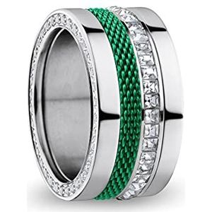 BERING Verwisselbare ringcombinatie voor dames, in zilver en groen, met uniek Twist-& Change-systeem, Ganges