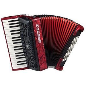 Hohner Bravo Line Facelift III chromatische piano-accordeon met tas 96 bas rood